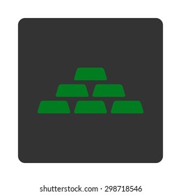 Treasure icon from Commerce Buttons OverColor Set. Vector style is green and gray colors, flat square rounded button, white background.