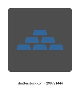 Treasure icon from Commerce Buttons OverColor Set. Vector style is cobalt and gray colors, flat square rounded button, white background.