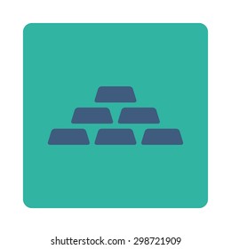 Treasure icon from Commerce Buttons OverColor Set. Vector style is cobalt and cyan colors, flat square rounded button, white background.
