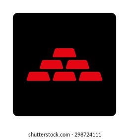 Treasure icon from Commerce Buttons OverColor Set. Vector style is intensive red and black colors, flat square rounded button, white background.