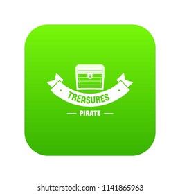 Treasure icon green vector isolated on white background