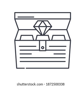 Treasure icon, linear isolated illustration, thin line vector, web design sign, outline concept symbol with editable stroke on white background.