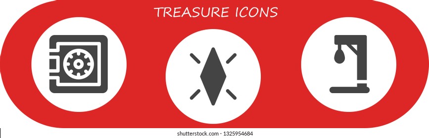 treasure icon set. 3 filled treasure icons.  Simple modern icons about  - Safe, Diamond, Gallow