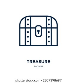 treasure icon from success collection. Thin linear treasure, wealth, money outline icon isolated on white background. Line vector treasure sign, symbol for web and mobile
