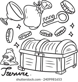 TREASURE ILLUSTRATION HANDDRAWING STYLE WITH BLACK AND WHITE COLOR