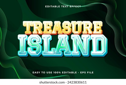 treasure island 3d editable vector text style effect. Vector text effect with glossy concept.