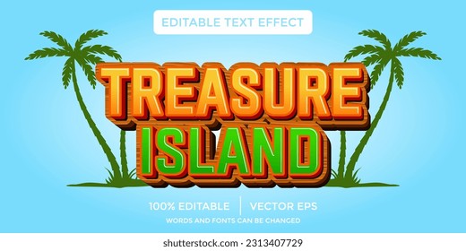 Plantilla de efecto de texto 3D de isla de tesoros