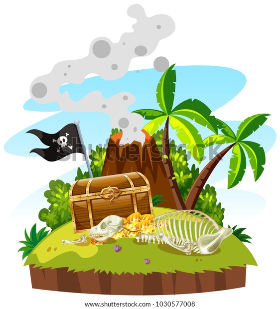 Treasure Island Chest Gold Illustration Stock Vector (Royalty Free ...
