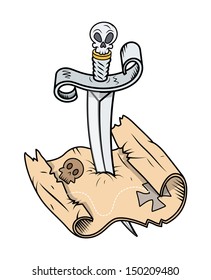 Treasure Island Map - Vector Cartoon Illustration