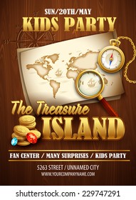 Treasure Island party flyer. Vector templatev