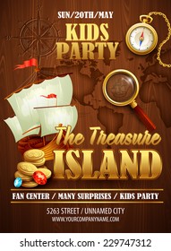 Treasure Island party flyer. Vector templatev