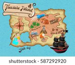 Treasure Island Pirate Map for Quest Vector illustration
