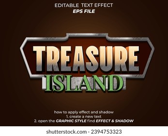 treasure island text effect, font editable, typography, 3d text for medieval fantasy rpg games. vector template