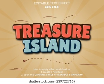 treasure island text effect, font editable, typography, 3d text for games. vector template