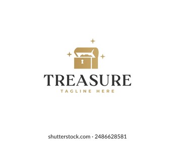 treasure logo vector illustration. chest box logo template