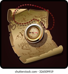 treasure map with compass
