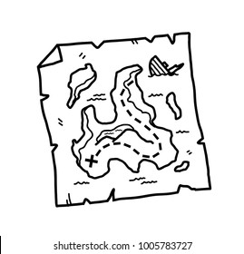 Treasure Map Doodle, a hand drawn vector doodle illustration of a treasure map.