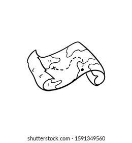 treasure map doodle icon vector hand drawing 