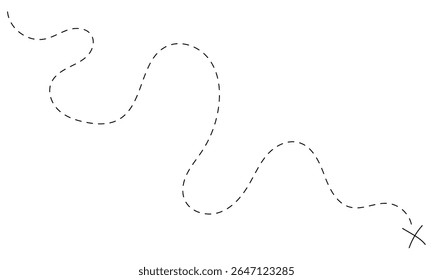Treasure map element. the treasure map with a dotted line, dashed line and X mark vector icon isolated on transparent background. EPS 10