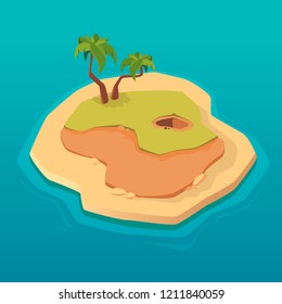 Treasure map for game. Treasure island. Vector background for game interface. Uninhabited island
