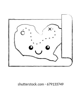 treasure map game kawaii character