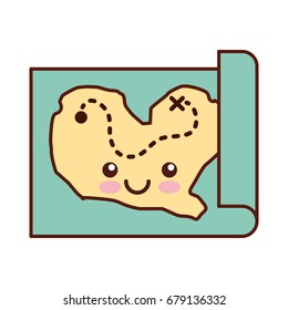 treasure map game kawaii character