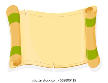 treasure map for game.Funny Parchment Scroll For Game. Illustration of a cartoon old vintage pirate or medieval used parchment scroll background,for treasure map or holidays announcement.vector scroll