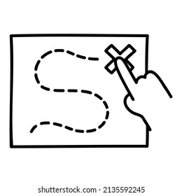 Treasure Map. Hand Drawn Doodle Icon.