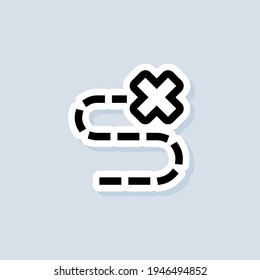 Treasure map hidden location marked sticker. Travel navigation line icon. Track distance. Destination icon. Route location. Map Location. Vector on isolated background. EPS 10.