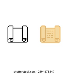 treasure map icon 8 bit, pixel art diploma document roll 8 bit icon for game  logo. 