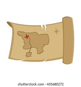 Treasure Map Icon Cartoon. Singe Western Icon From The Wild West Collection.