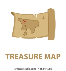 Treasure map icon cartoon. Singe western icon from the wild west collection.