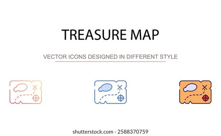 Treasure Map icon design with white background stock illustration