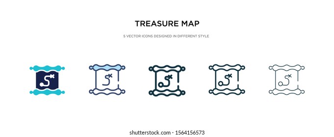 treasure map icon in different style vector illustration. two colored and black treasure map vector icons designed in filled, outline, line and stroke style can be used for web, mobile, ui