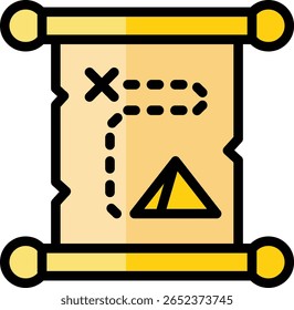 Schatzkarte Symbol Illustration Design mit gefüllten Umriss, dies ist nicht aus einer KI-Generation gemacht