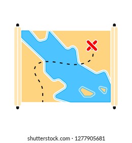 treasure map icon- treasure map isolated,money pirate illustration - Vector treasure journey