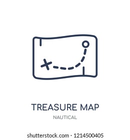 Treasure Map icon. Treasure Map linear symbol design from Nautical collection. Simple outline element vector illustration on white background.