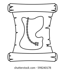 Treasure map icon. Outline illustration of treasure map vector icon for web