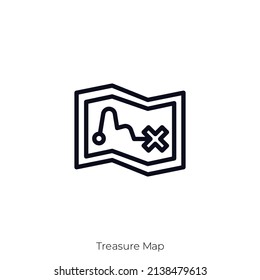 Treasure Map icon. Outline style icon design isolated on white background