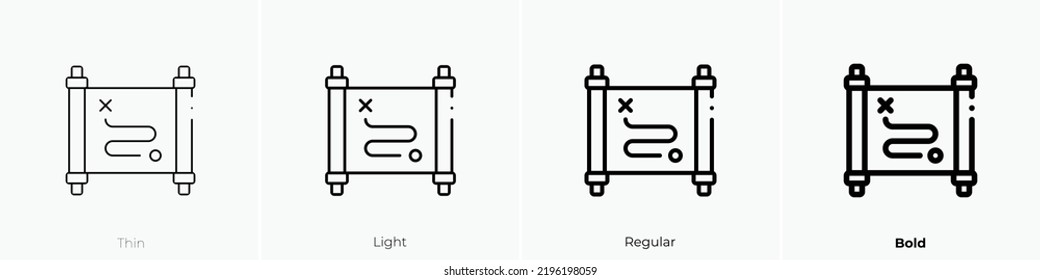 treasure map icon. Thin, Light Regular And Bold style design isolated on white background