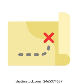 treasure map icon vector in flat style