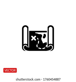 Icono del mapa del tesoro. Ilustración del vector EPS 10.