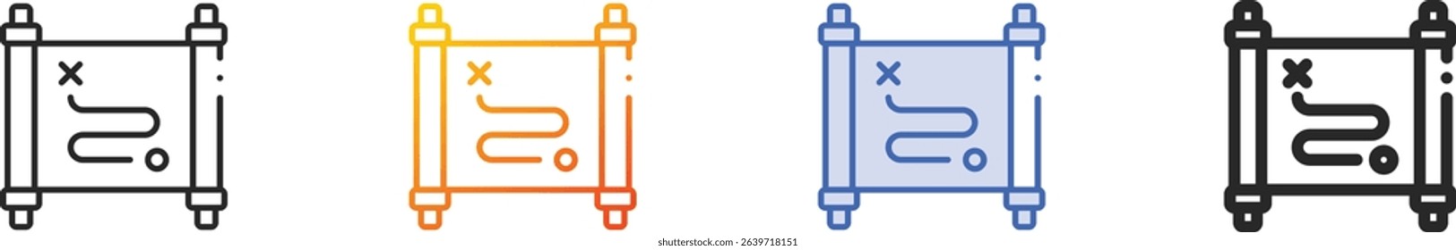 treasure map icon.Thin Linear, Gradient, Blue Stroke and bold Style Design Isolated On White Background