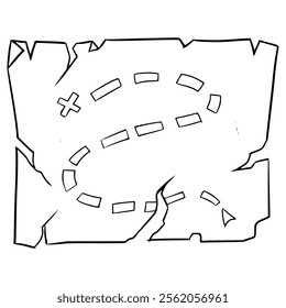 treasure map illustration hand drawn outline vector