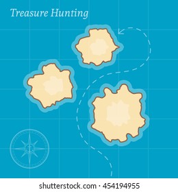 Treasure map with islands. Vector background for game interface