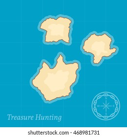 Treasure map with islands. Vector background for game interface