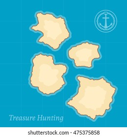 Treasure map with islands. Vector background for game interface