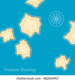 Treasure map with islands. Vector background for game interface