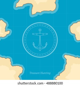 Treasure map with islands. Vector background for game interface