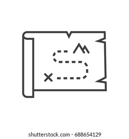 Treasure map line icon.